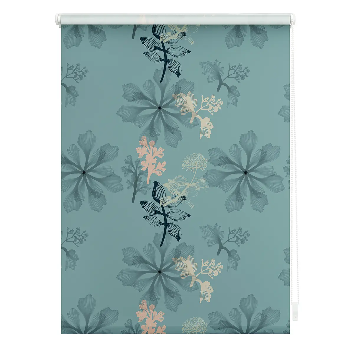 Klemmfix Verdunklungsrollo Aqua Floral | Blau