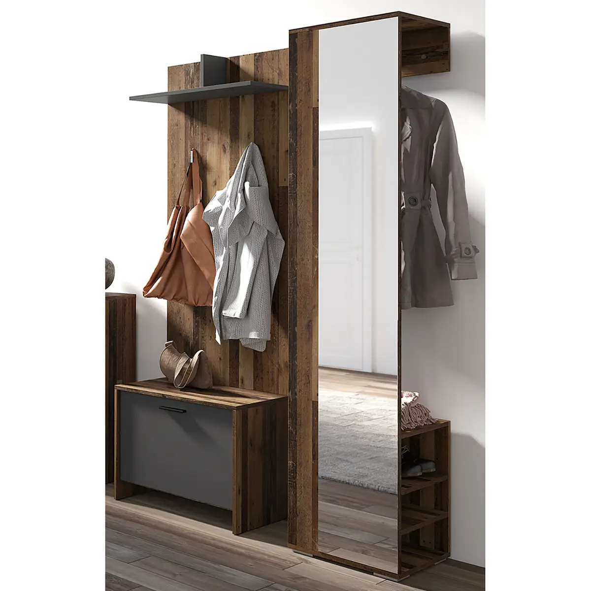Garderobenset I 3-teilig | Braun