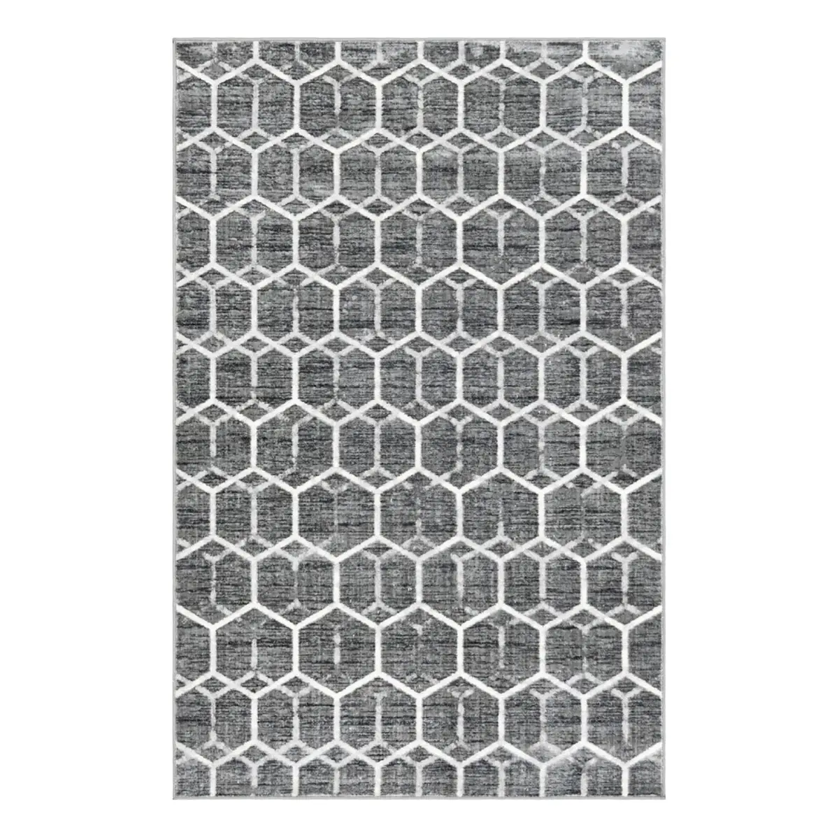 Kurzflorteppich Titan Trellis I Grau/Grau 150 x 245cm | Grau