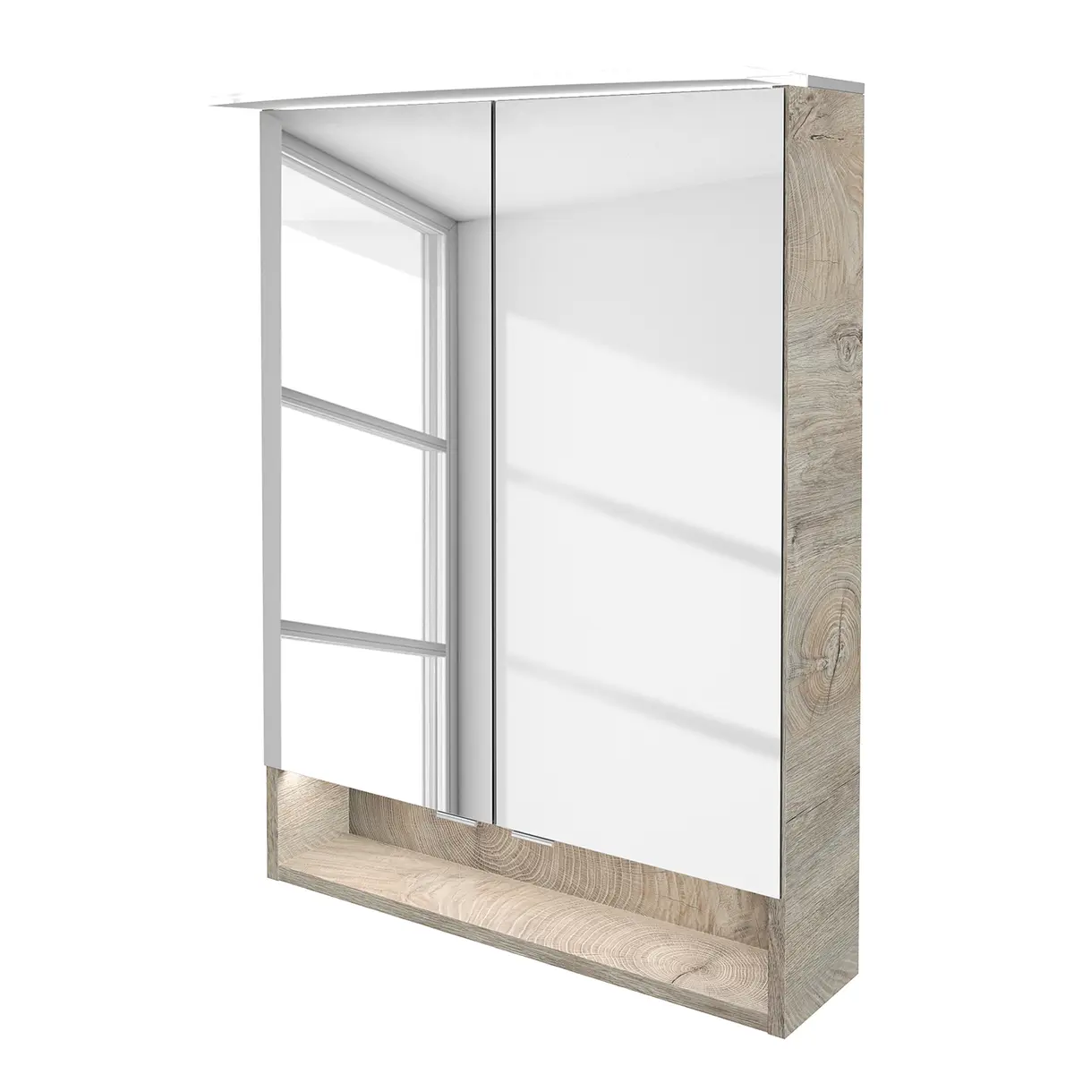Spiegelschrank B.Style 60cm Braun/Eiche Grau Dekor | Braun