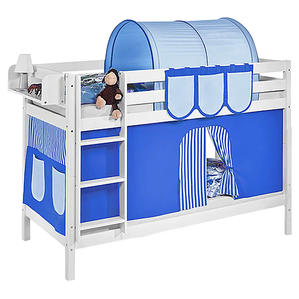Etagenbett Stripes 90 x 190cm Weiß/Blau | Weiß