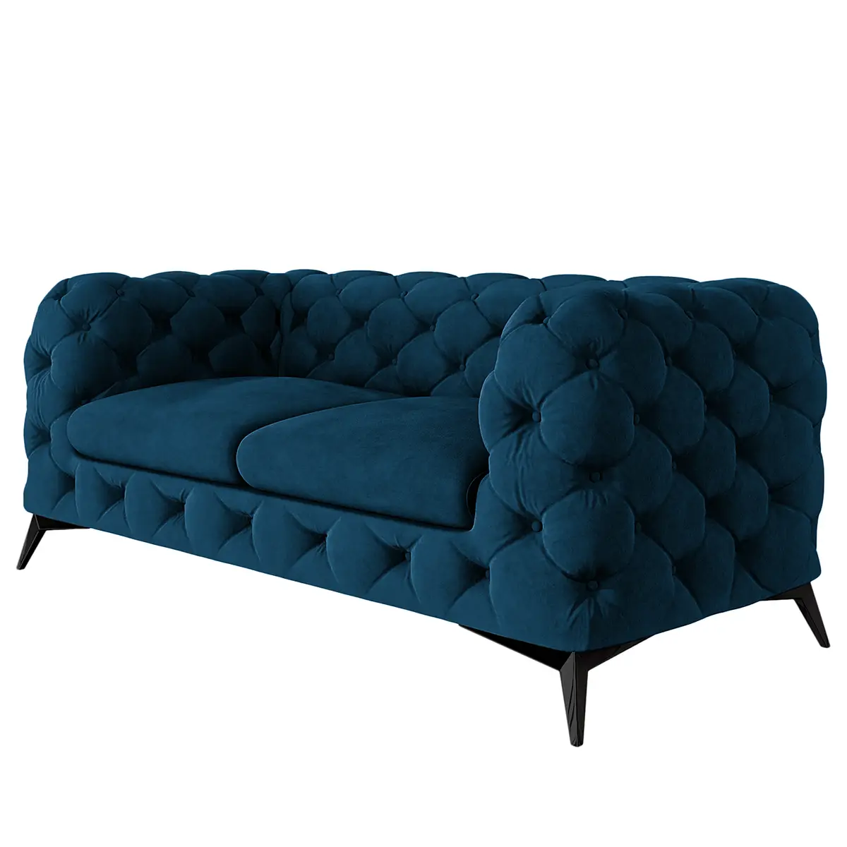 Sofa I 2-Sitzer Blau Samt Ravi | Blau