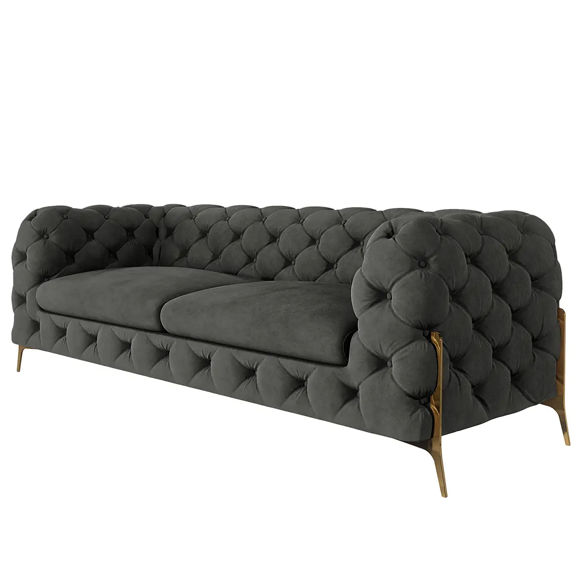 Sofa II 2,5-Sitzer Grau Samt Ravi | Grau