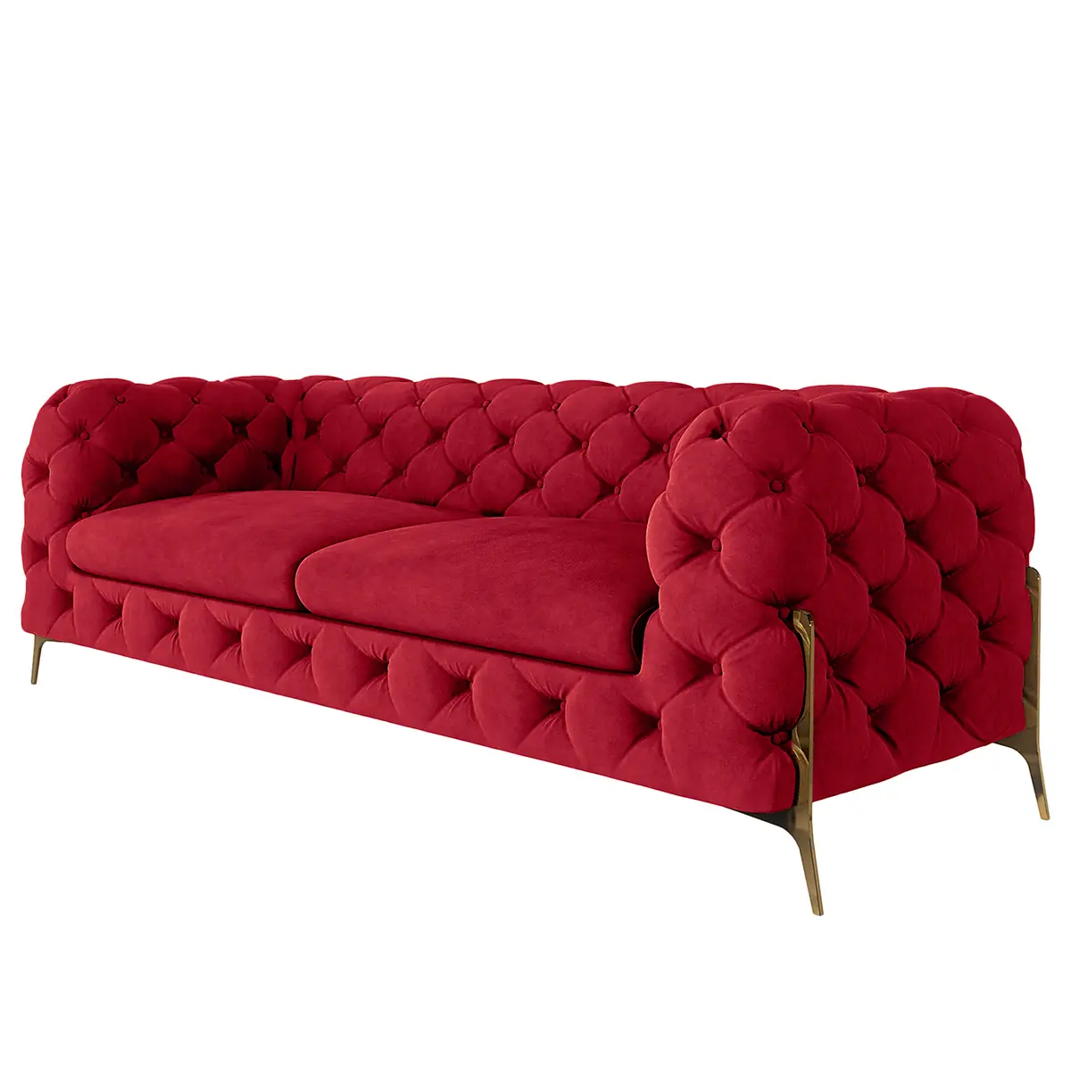 Sofa II 2,5-Sitzer Rot Samt Ravi | Rot
