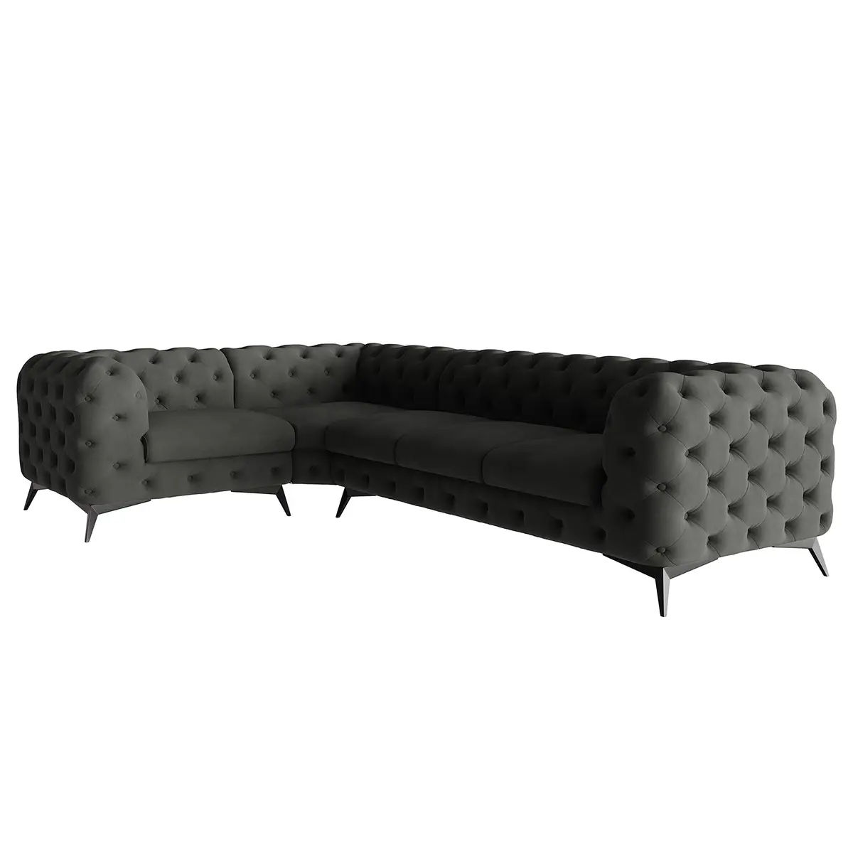Ecksofa III Grau Samt Ravi | Grau