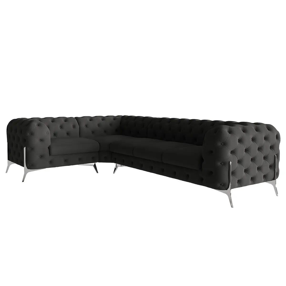 Ecksofa V Grau Microfaser Enza | Grau