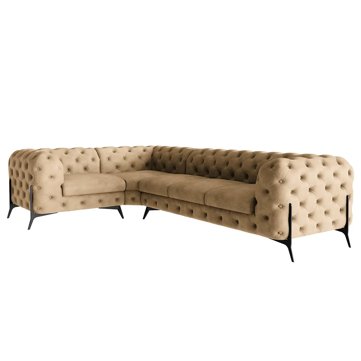 Ecksofa V Beige Microfaser Priya | Beige