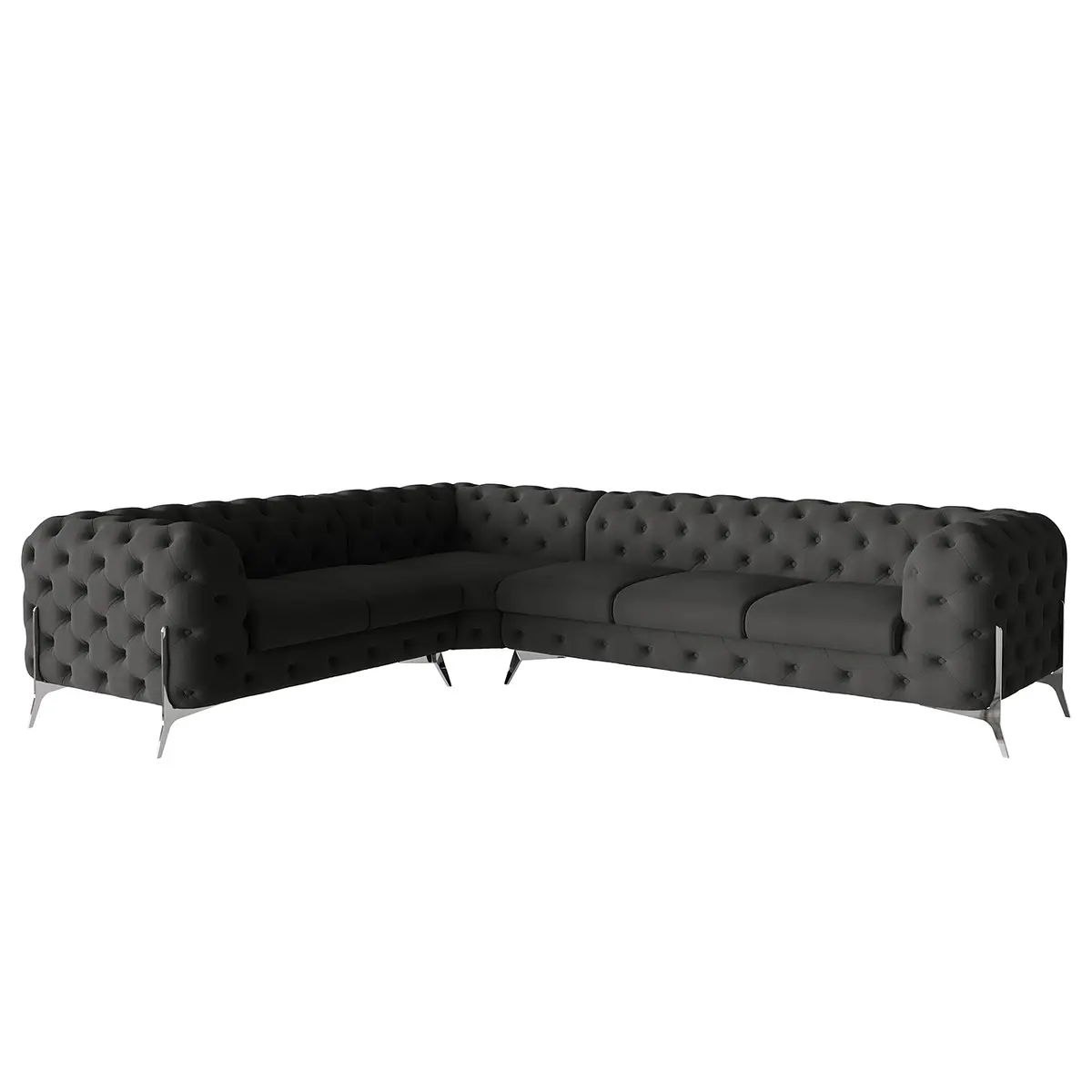 Ecksofa V Grau Microfaser Enza | Grau