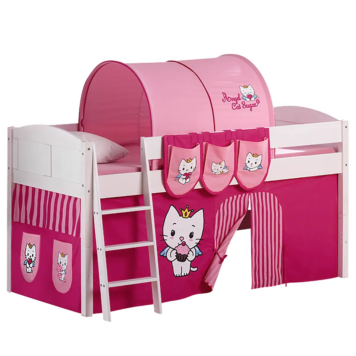 Hochbett Angel Cat Sugar 90 x 200cm Weiß mit Leiter | Weiß