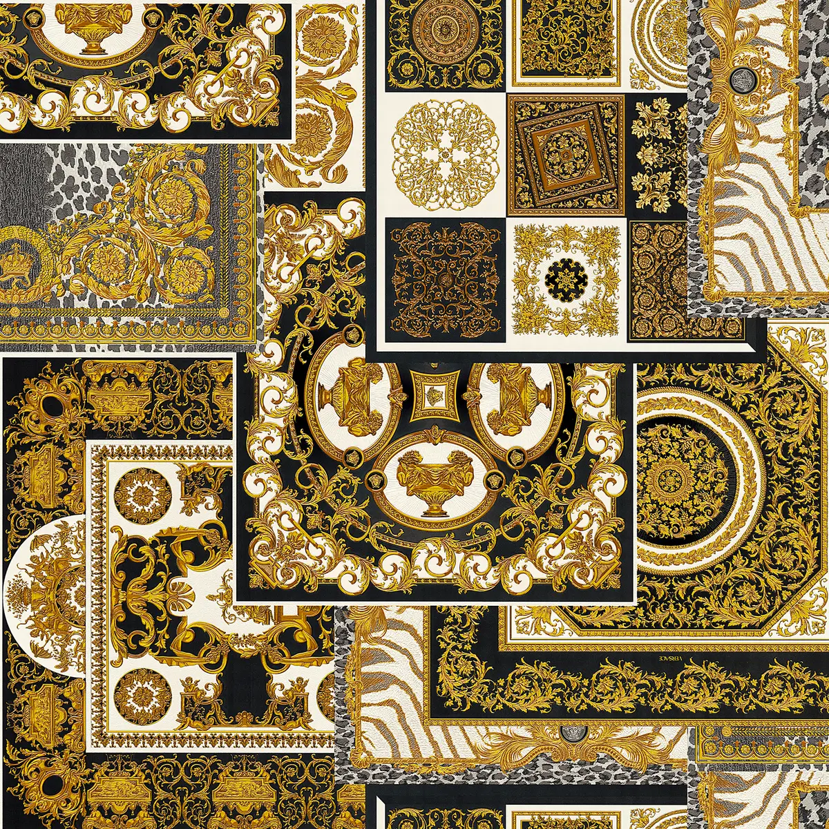 Vliestapete Decoupage Luxus | Schwarz