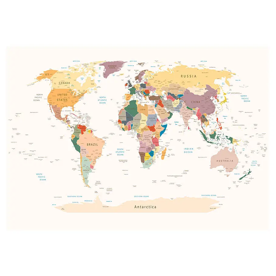 Fototapete World Map | Mehrfarbig