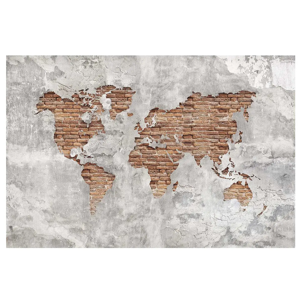 Vliestapete Shabby Beton Weltkarte | Grau