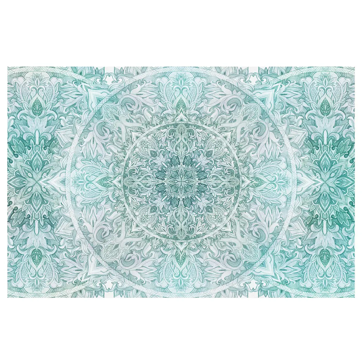 Vliestapete Mandala Aquarell III | Türkis