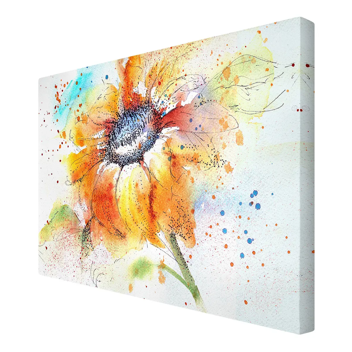 Leinwandbild Painted Sunflower I | Orange