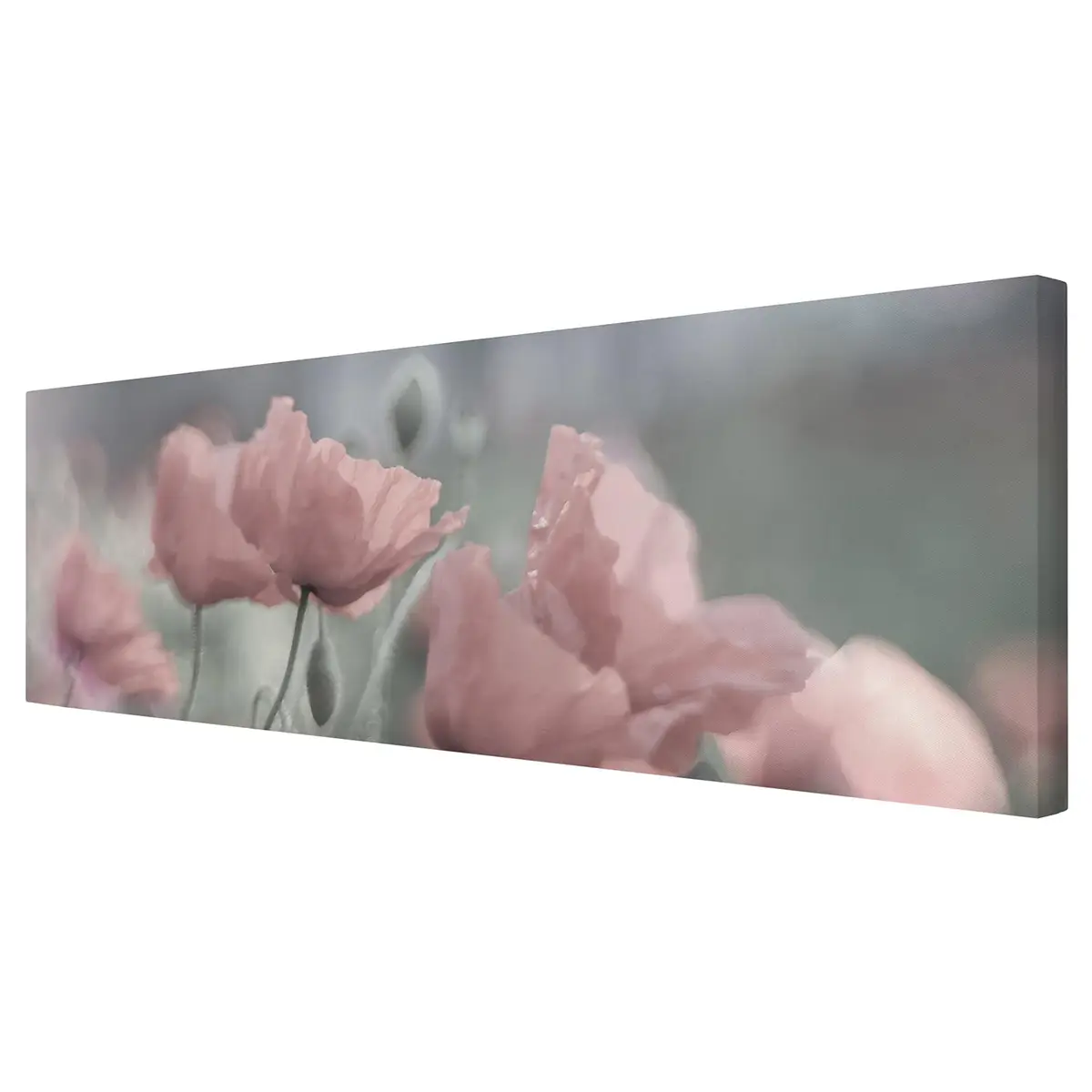 Leinwandbild Malerische Mohnblumen I Leinen Pink 150cm | Pink