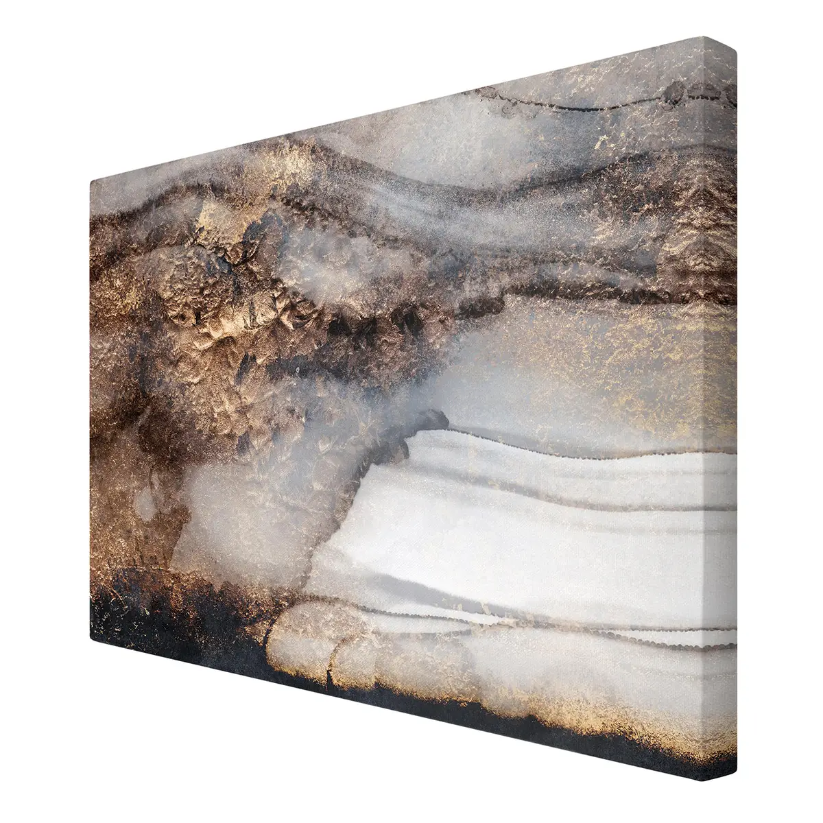 Leinwandbild Goldener Marmor gemalt II | Schwarz
