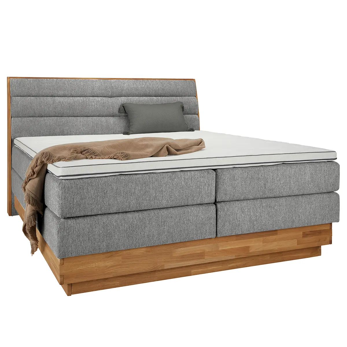 Boxspringbett Merkur 180 x 200cm Flachgewebe Oria Grau H2