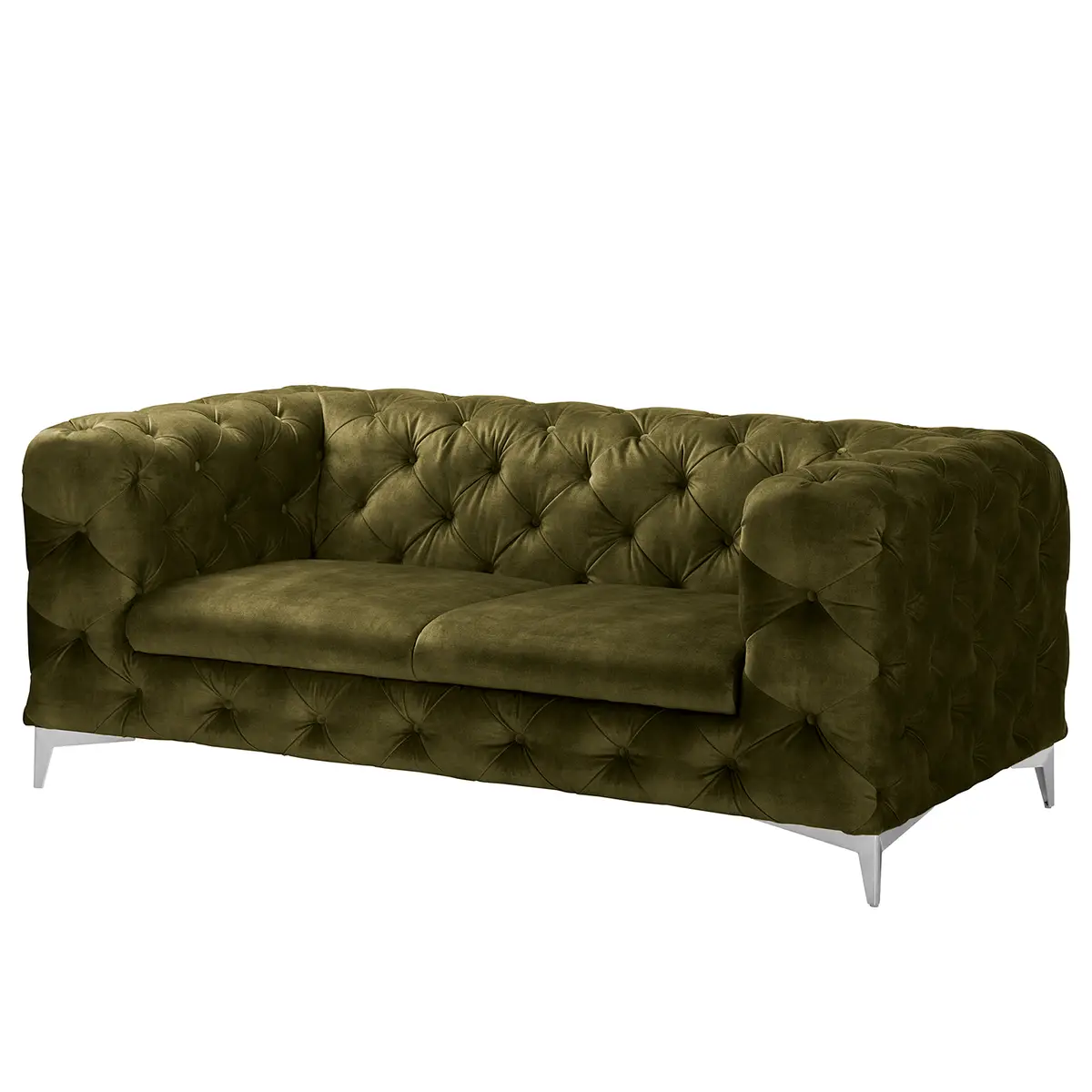 Sofa Merlin 2-Sitzer Grün Samt Tomi | Grün