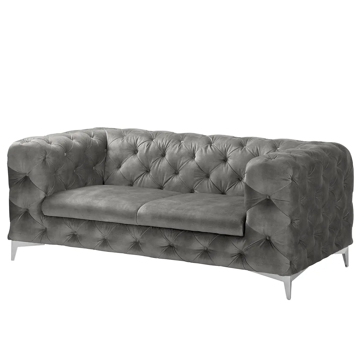 Sofa Merlin 2-Sitzer Grau Samt Tomi | Grau
