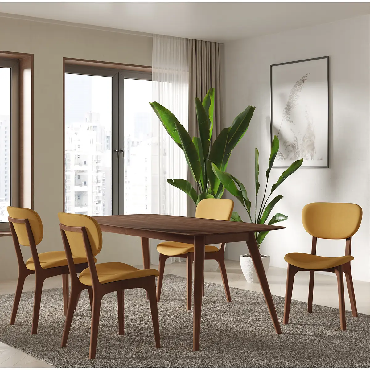 Essgruppe Nadir 5-teilig 180 x 90cm | Braun