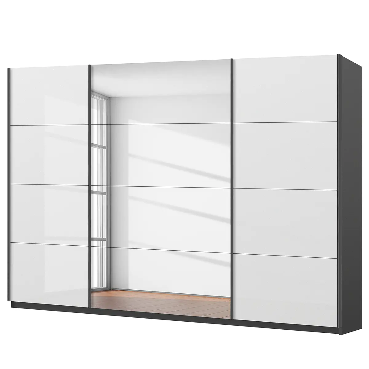 Schwebetürenschrank gloss reflect | Weiß
