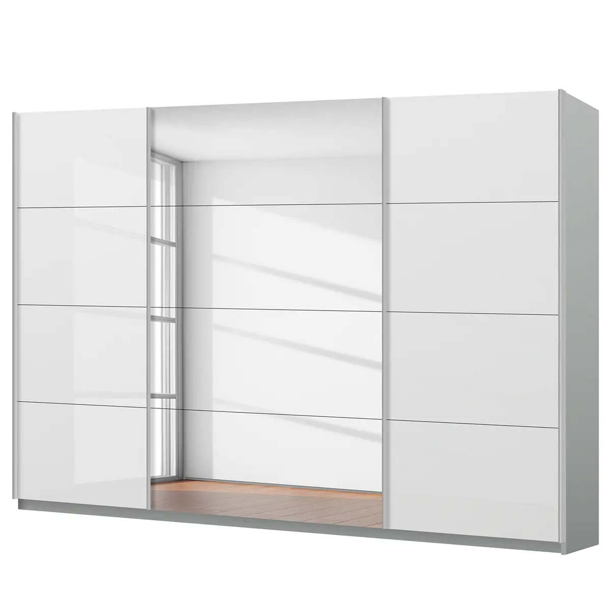 Schwebetürenschrank gloss reflect | Weiß