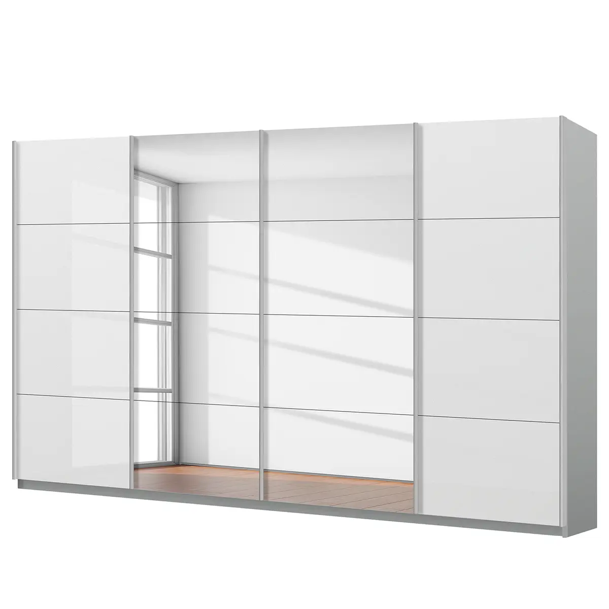 Schwebetürenschrank gloss reflect | Weiß