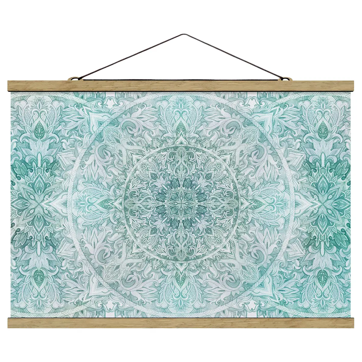 Stoffbild Mandala Aquarell Ornament Webstoff | Türkis