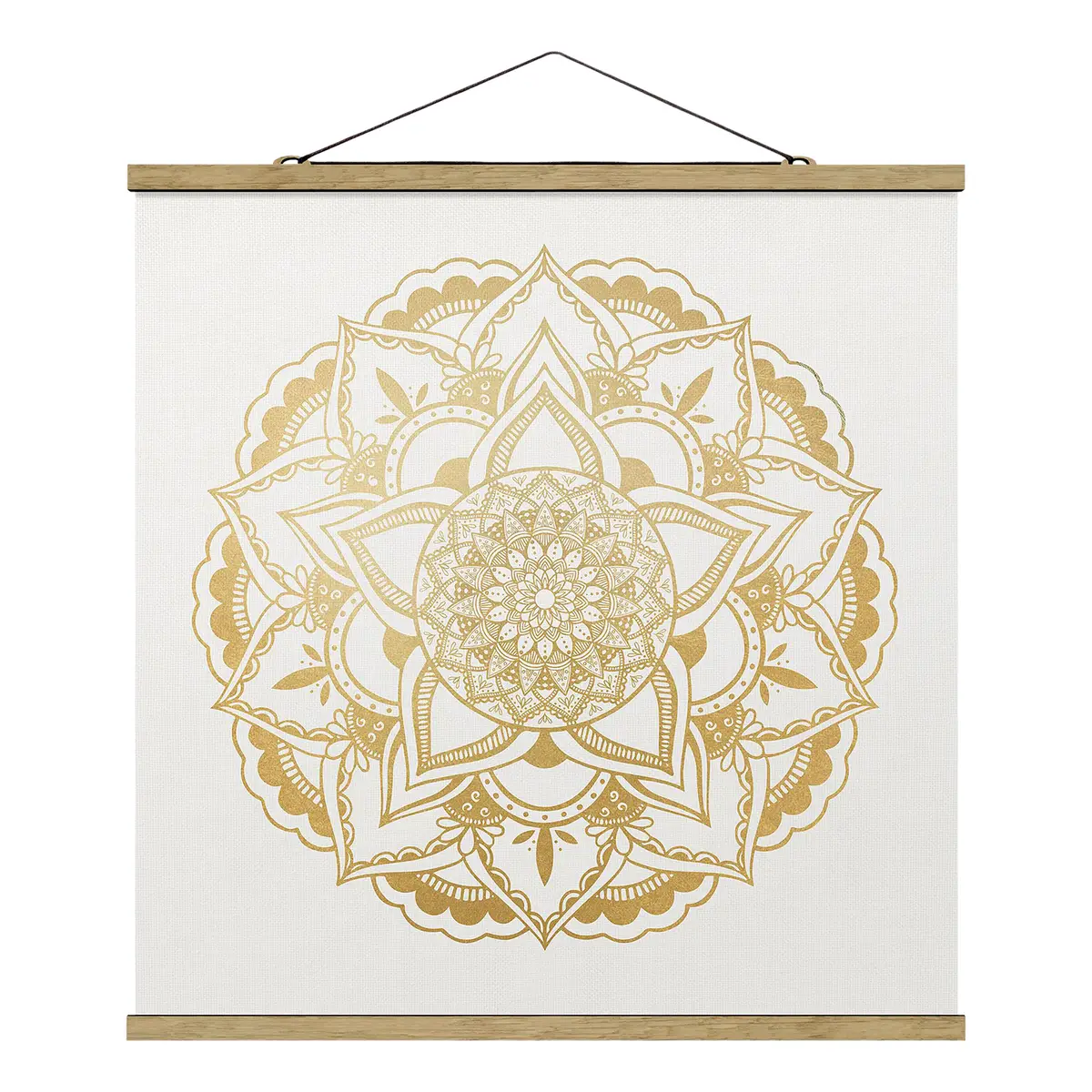 Stoffbild Mandala Blume Webstoff Gold | Gold