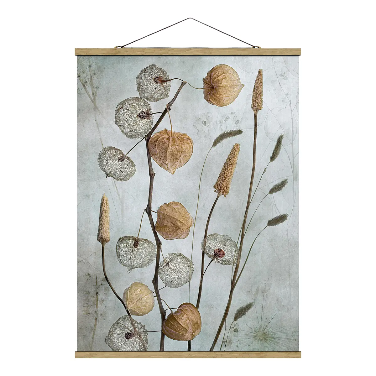 Stoffbild Lampionfrüchte im Herbst Webstoff Beige | Beige