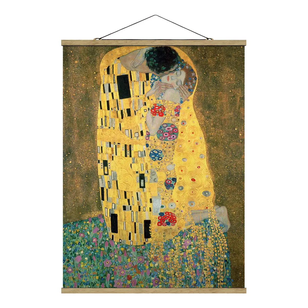 Stoffbild Gustav Klimt Der Kuß | Gold