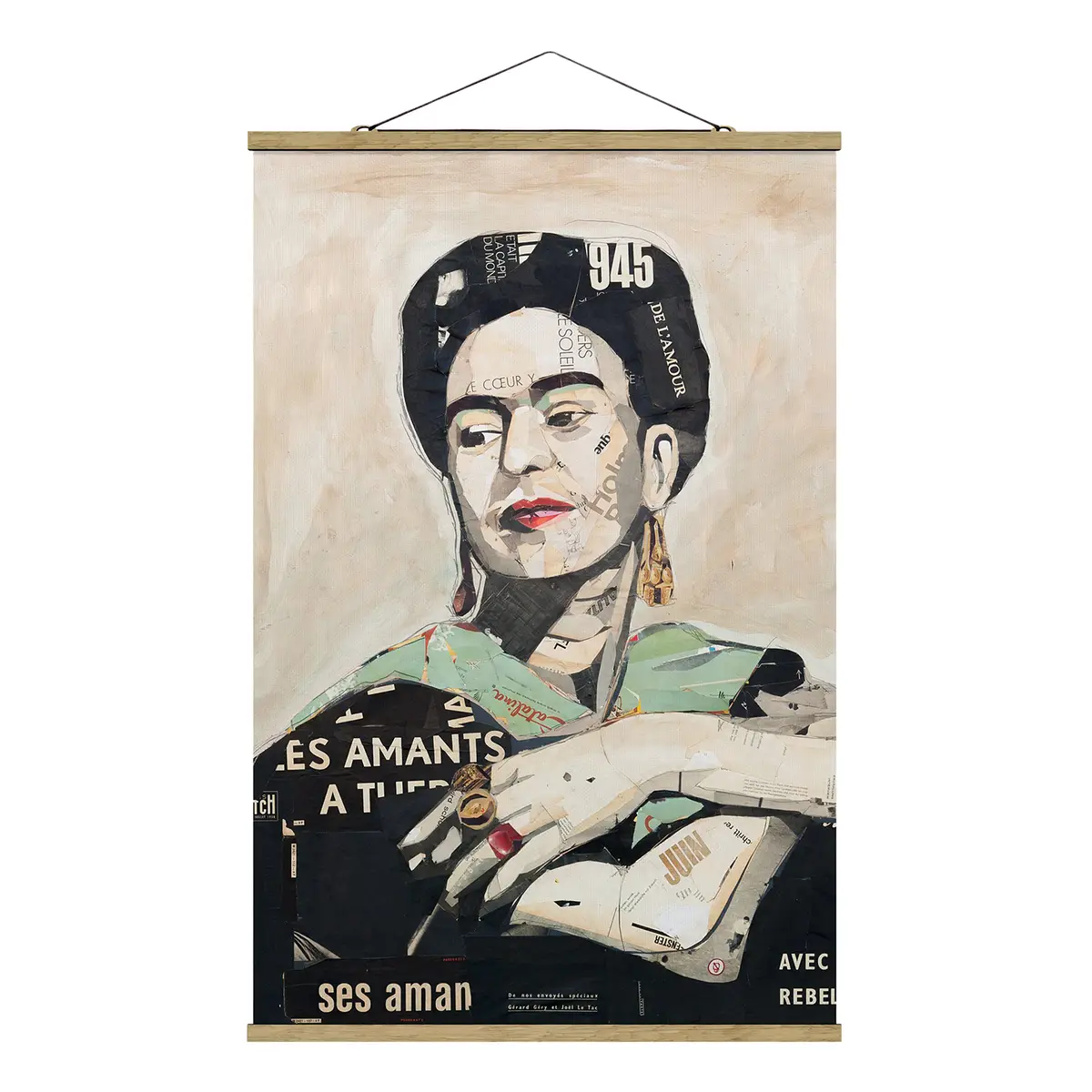 Stoffbild Frida Kahlo Collage No.4 | Beige