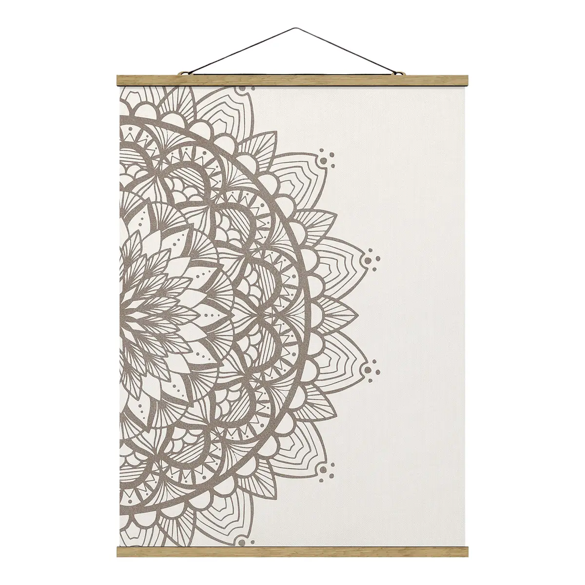 Stoffbild Mandala Illustration Shabby Webstoff Grau 35 x 47cm