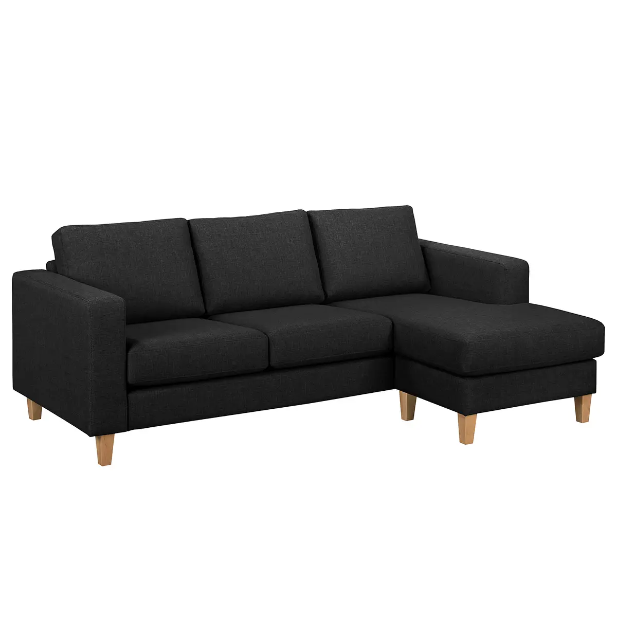 Ecksofa 2-Sitzer mit Longchair Lark | Schwarz