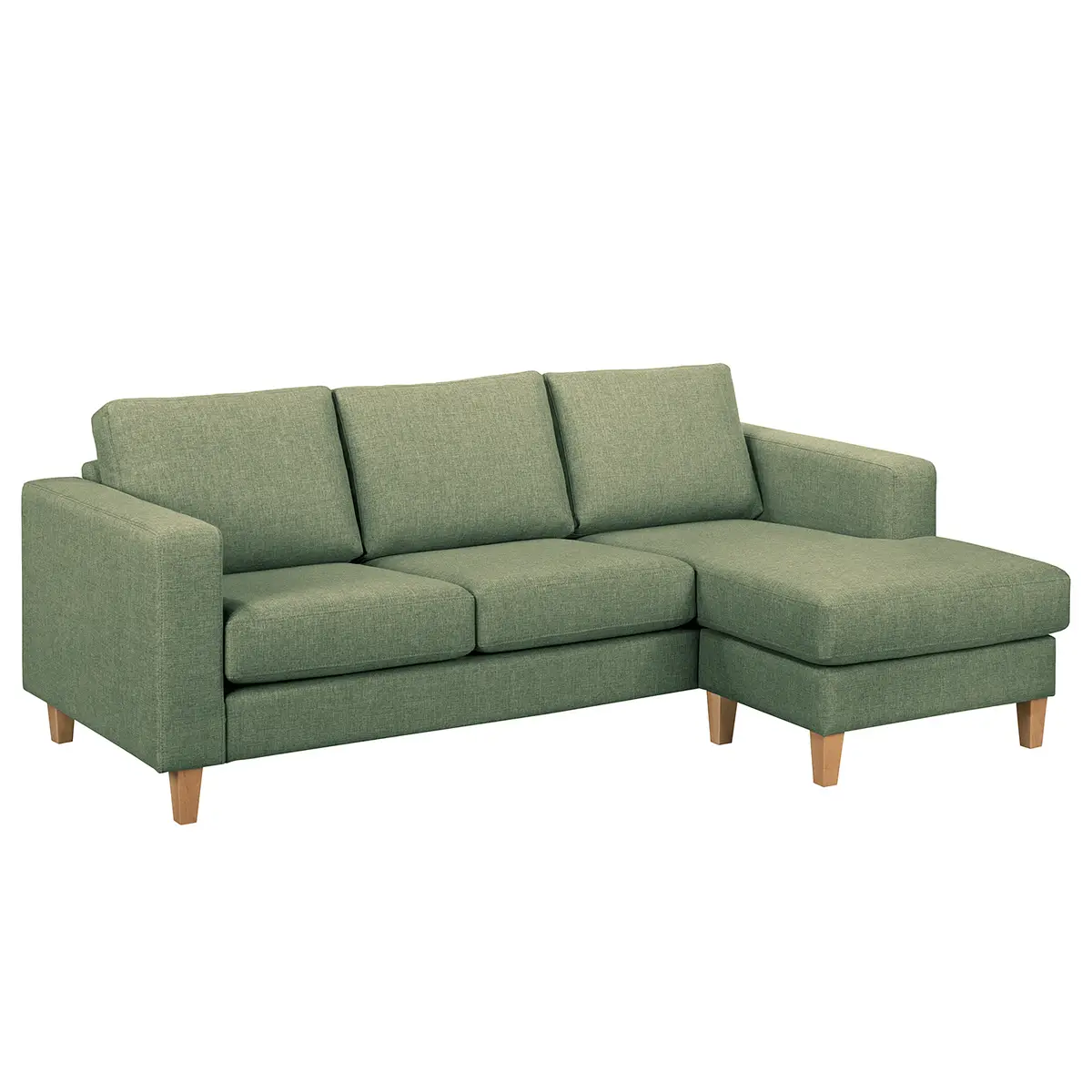 Ecksofa 2-Sitzer mit Longchair Grün Webstoff Lark | Grün