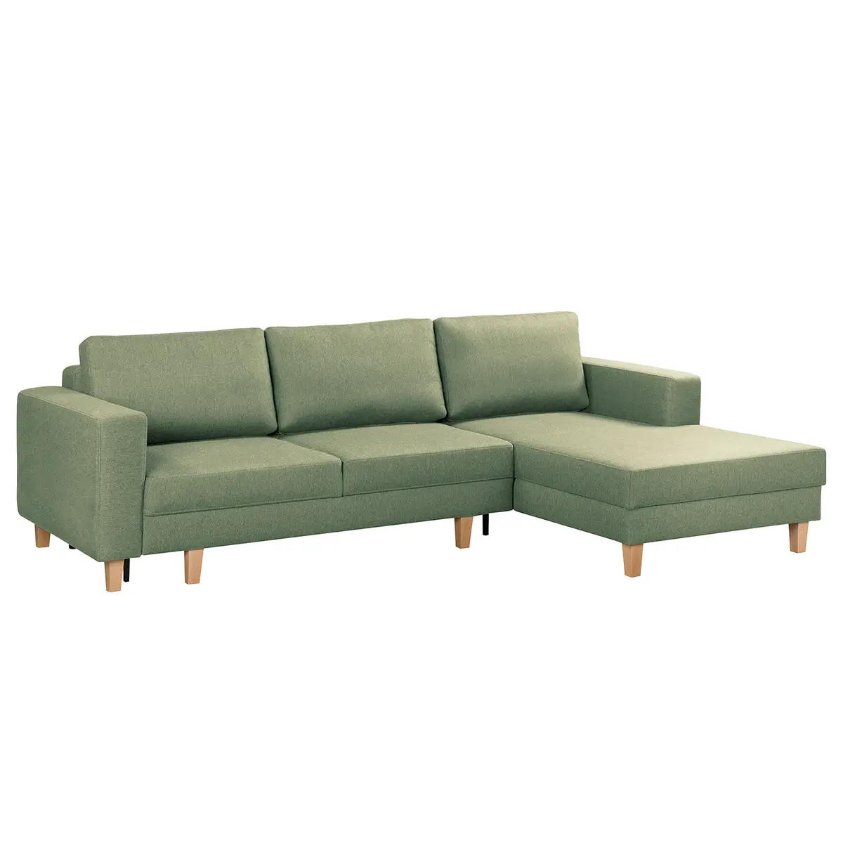 Ecksofa mit Schlaffunktion Grün Webstoff Lark | Grün