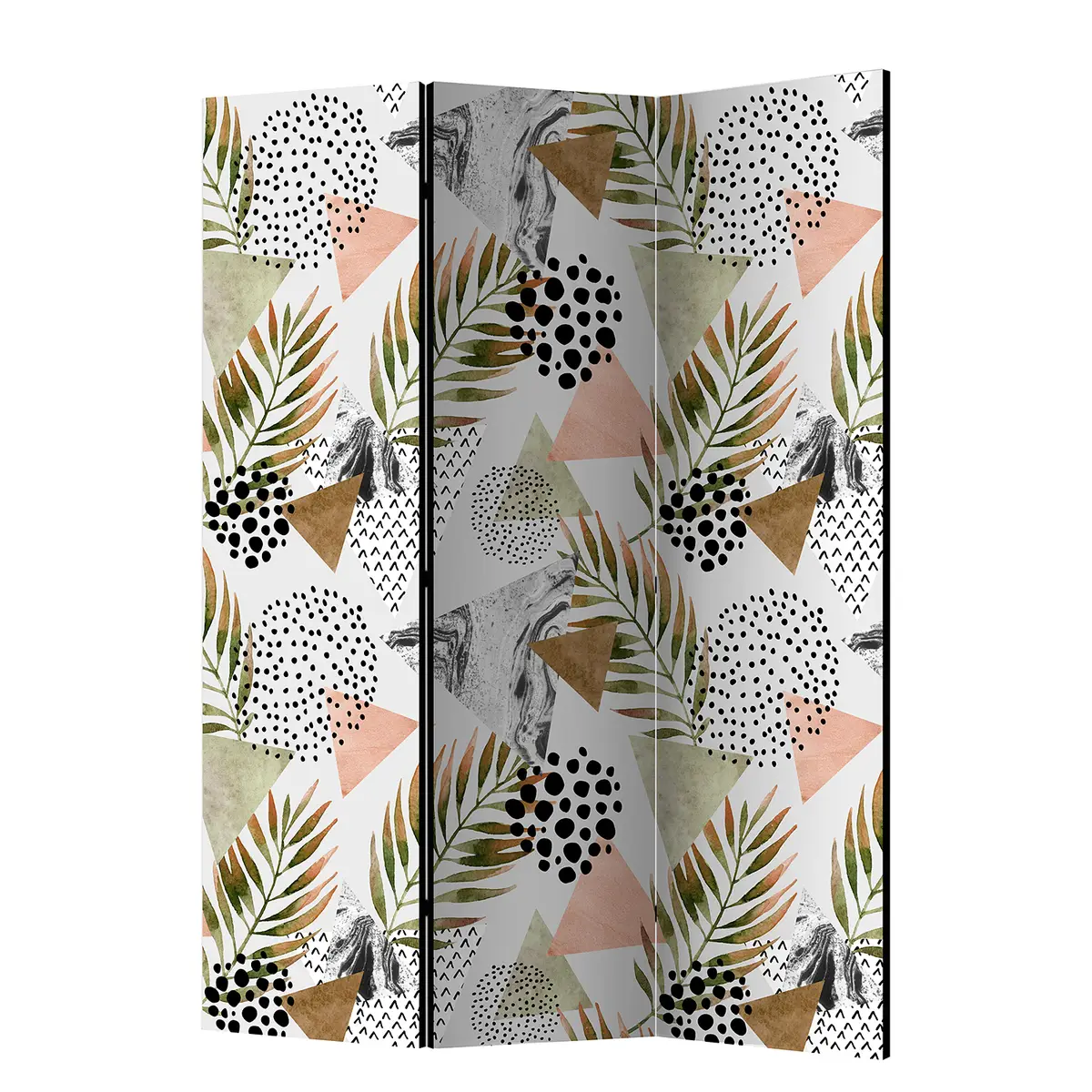 Paravent Tropical Geometry Fleece Grau | Grau