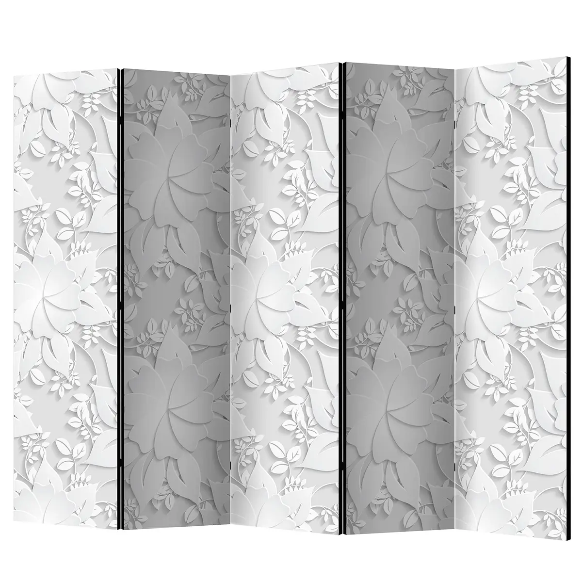 Paravent Flowers Fleece Weiß | Weiß