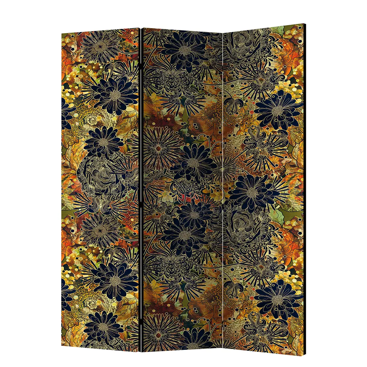 Paravent Floral Madness | Schwarz