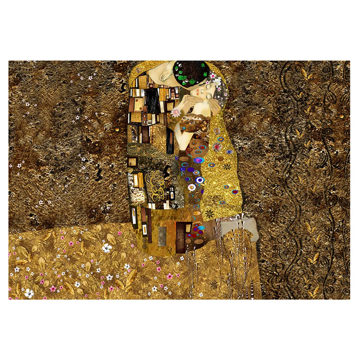Fototapete Klimt Inspiration Golden Kiss | Braun