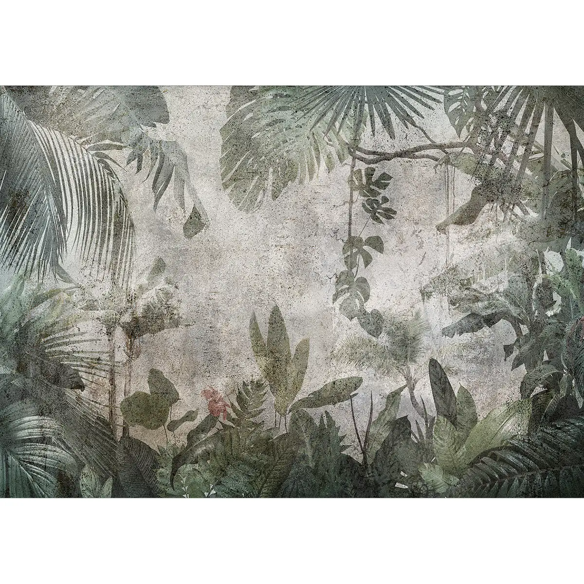 Vlies Fototapete Rain Forest in the Fog | Grau