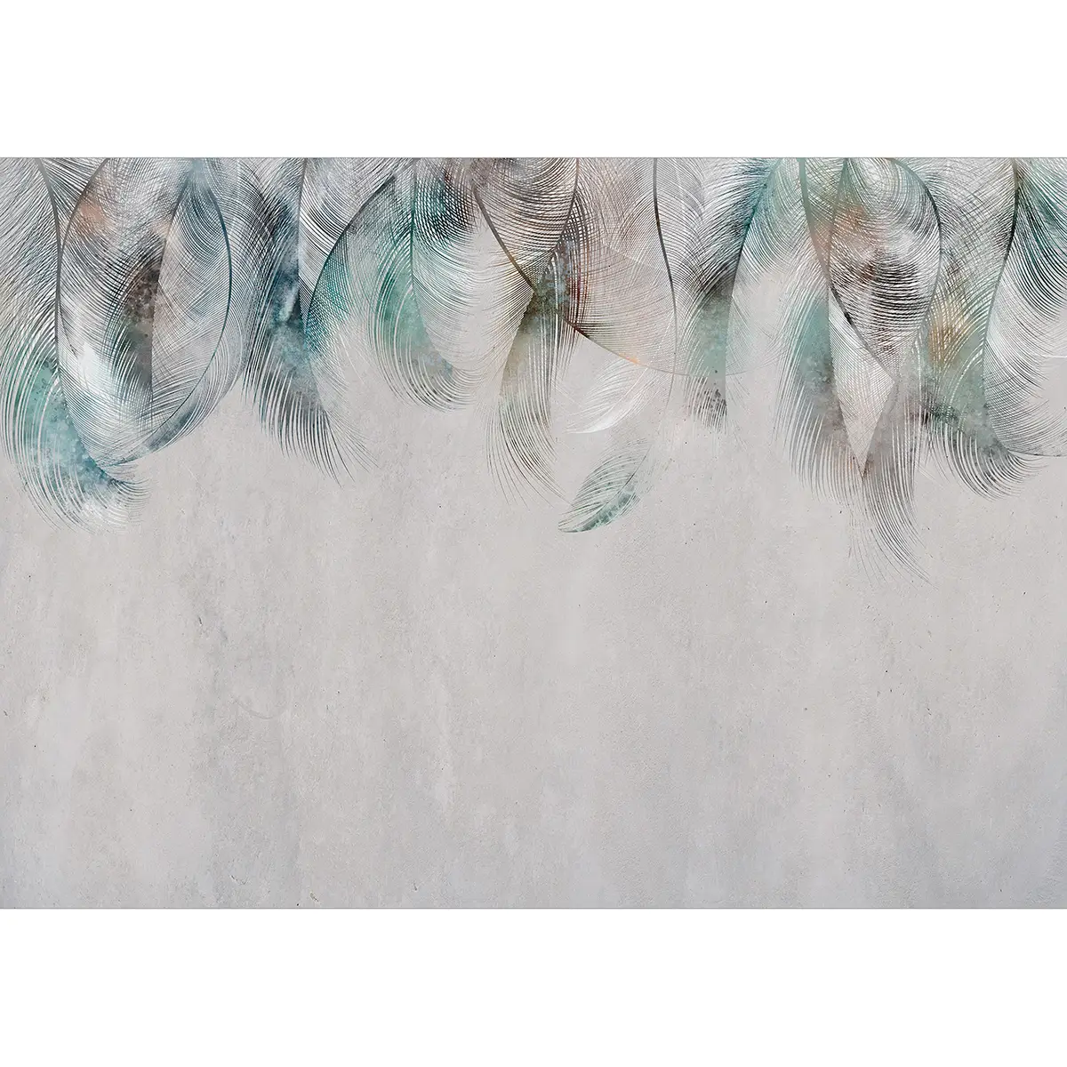 Vlies Fototapete Colourful Feathers | Grau