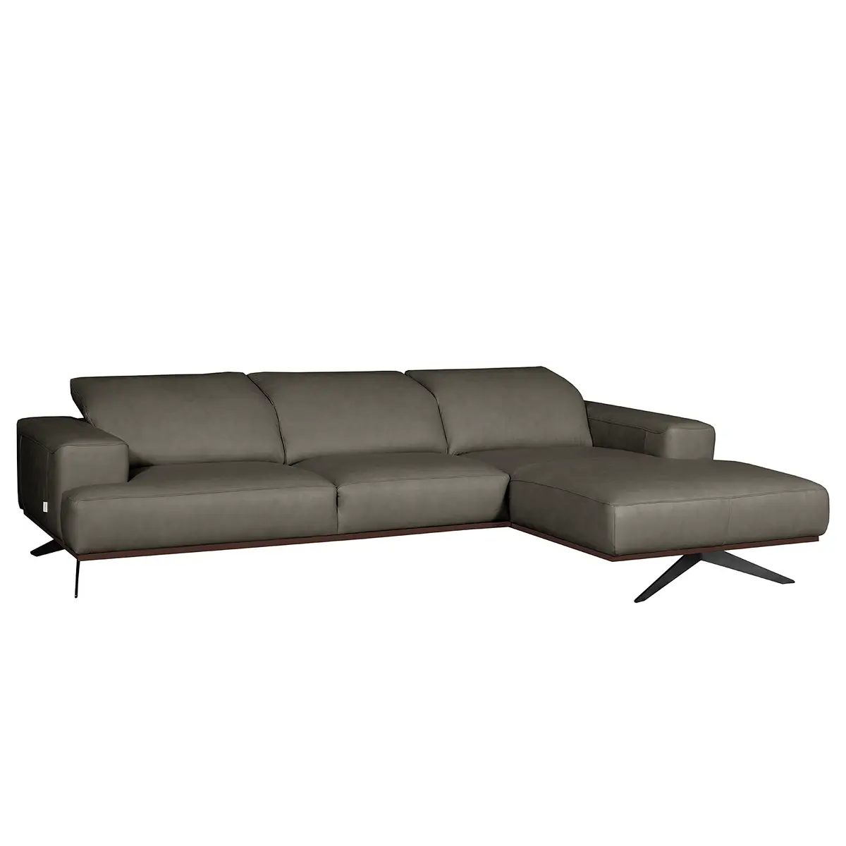 Ecksofa Grau Echtleder Nadra | Grau