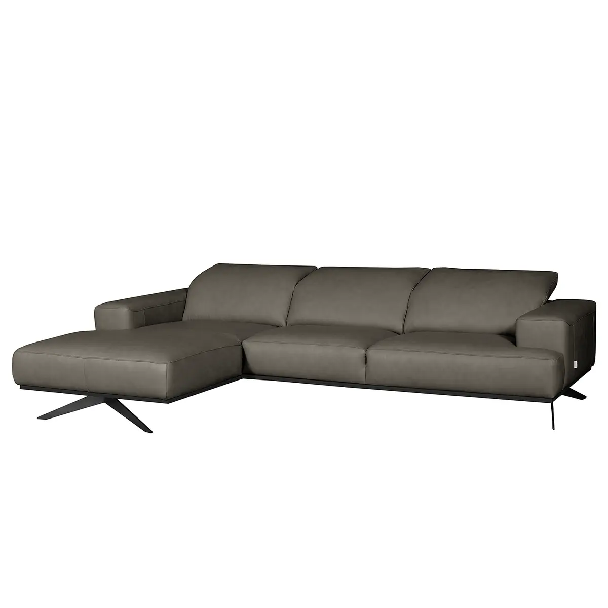 Ecksofa Grau Echtleder Nadra | Grau
