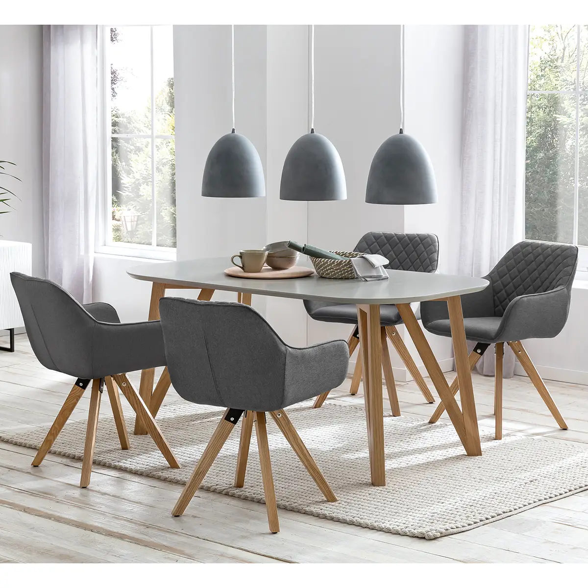 Essgruppe Golcar I 5-teilig | Grau