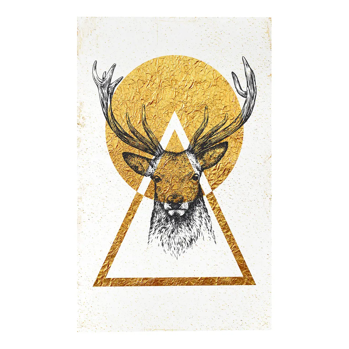Wandbild Mein Haus Goldener Hirsch | Gold