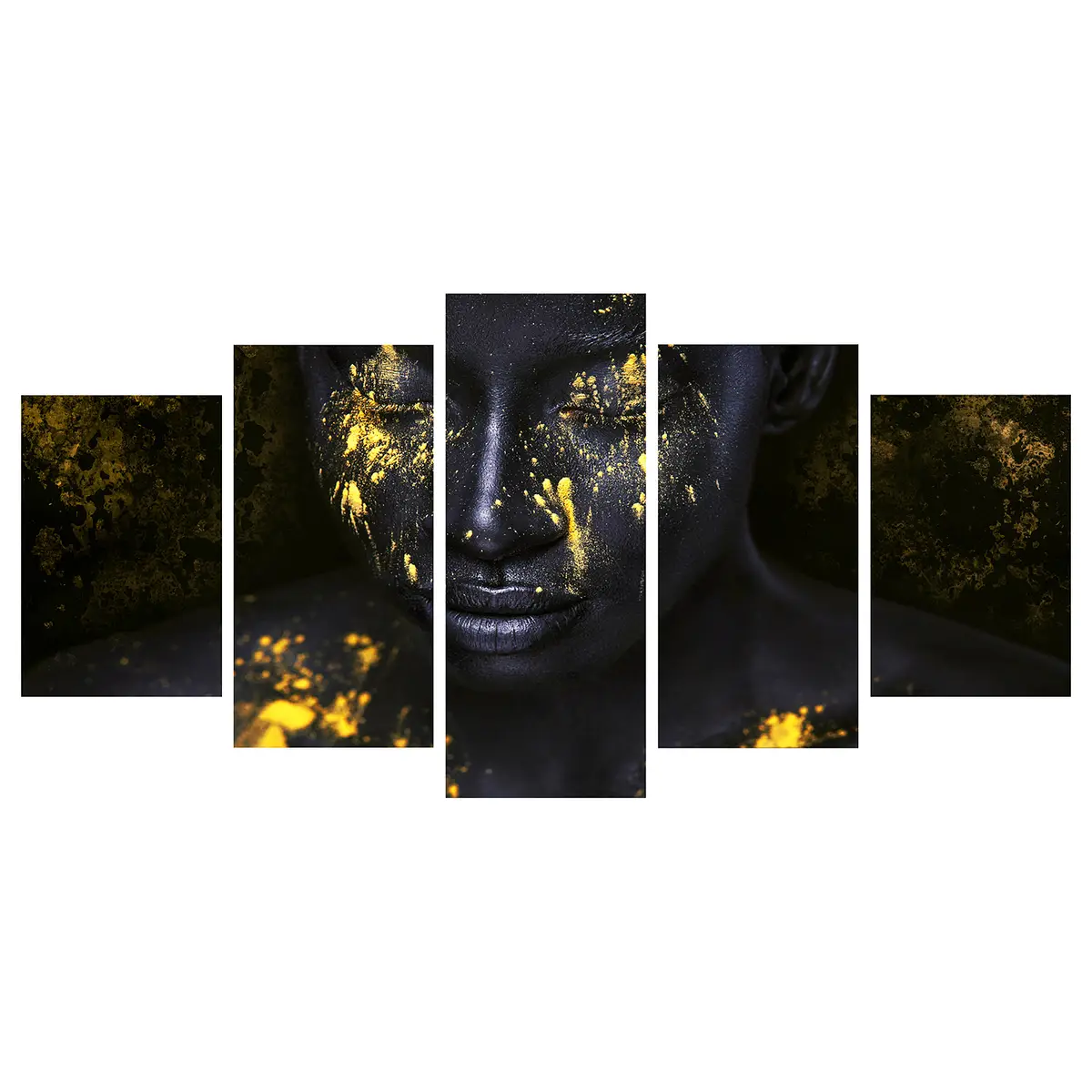 Wandbild Bathed in Gold 5-teilig | Schwarz