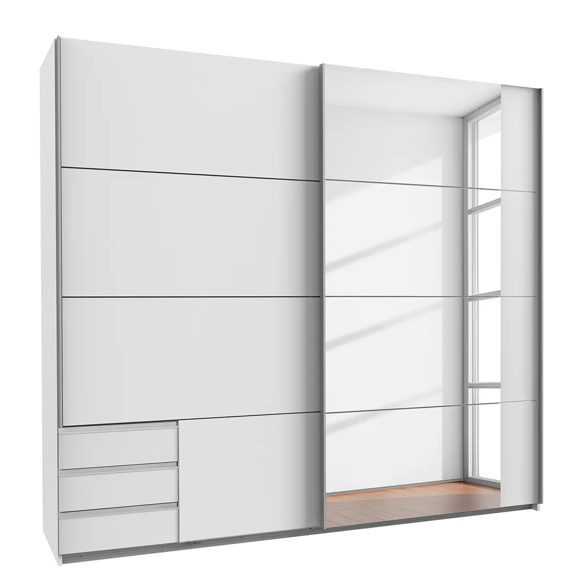 Schwebetürenschrank Emden2 225cm Weiß/Weiß | Weiß