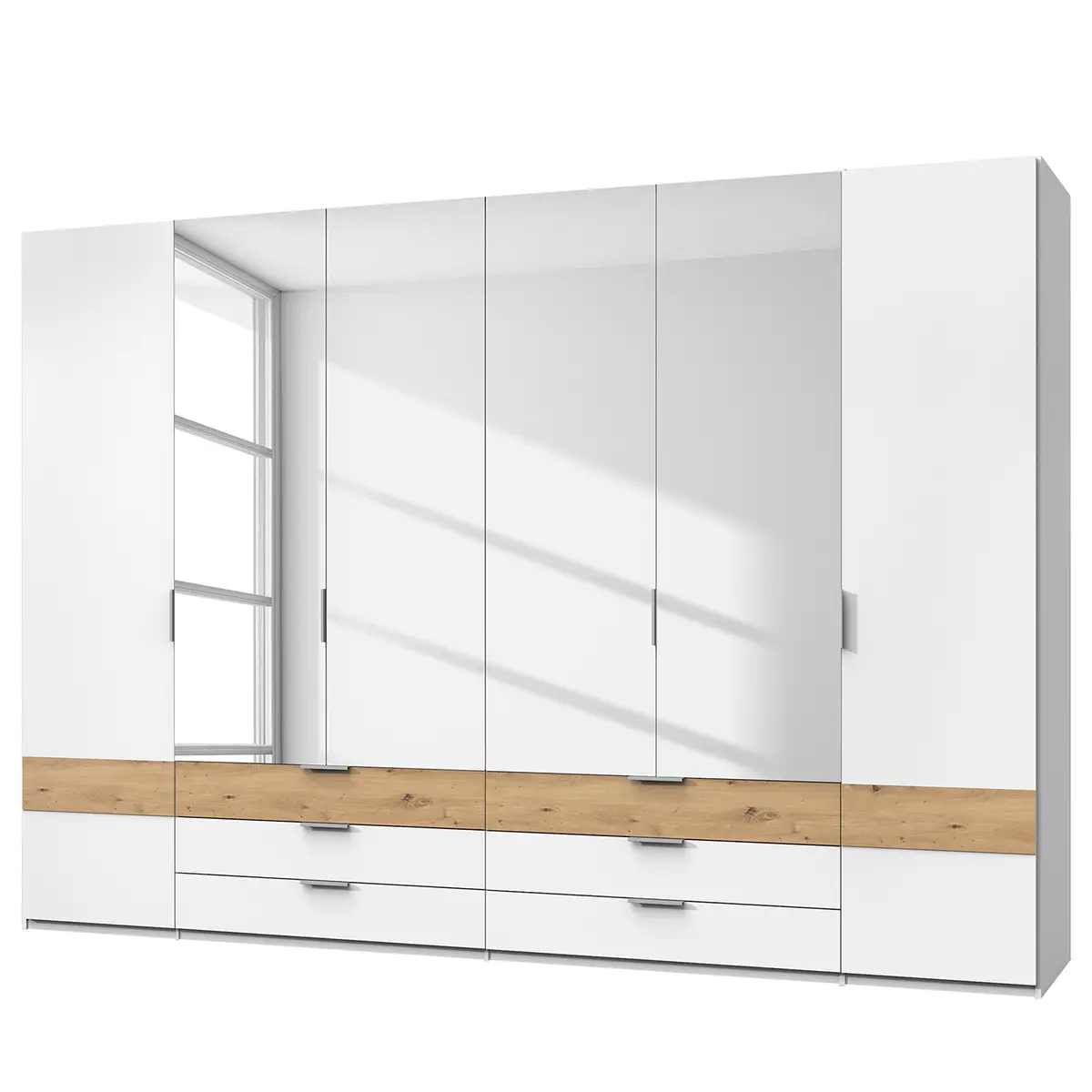 Drehtürenschrank Gibraltar 270cm Weiß/Eiche Artisan Dekor/Weiß