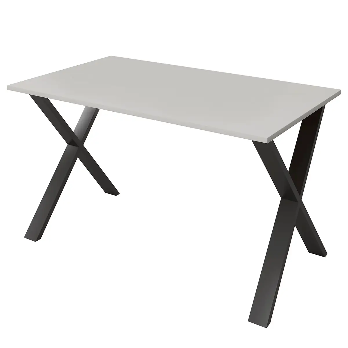 Schreibtisch 140 x 80cm Grau/Lichtgrau X-Form | Grau